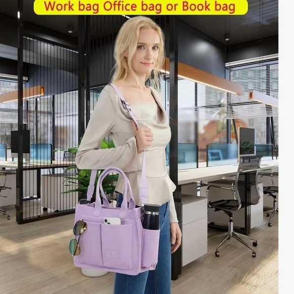 Women's Lavender Canvass Laptop Bag - Picture 6 of 7